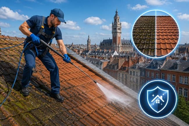 Démoussage et traitement toiture lille